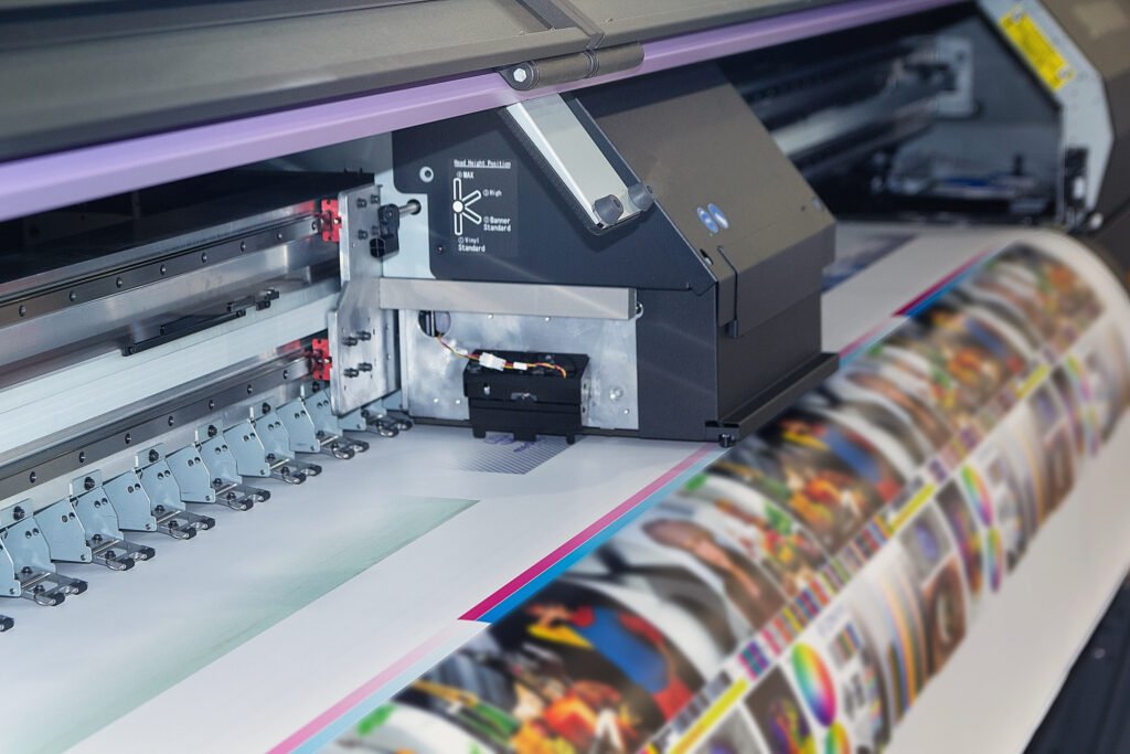 Large format printing machine in operation.